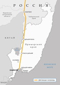 Схема магистральных газопроводов в Приморском крае